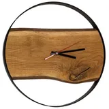 holz4home holz4home® Wanduhr mit Stahlrahmen aus massiver Eiche 43 cm