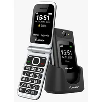 Funker C250 Comfort Power 4G Klapphandy für Senioren, Ladestation, kontrastreiche Tastatur, SOS-Taste, einfache Bedienung, 3 direkte Speicherplätze, 1450-mAh-Akku, Schwarz