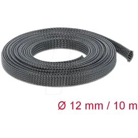 DeLock Geflechtschlauch dehnbar, 10 m x 12 mm schwarz (18902)