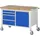 Rau Werkbank Stahl 1250x700x880mm blau fahrbar mit 4 Schubladen und 1 Tür
