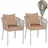 MCW 2er-Set Gartenstuhl MCW-N41, Outdoor Armlehne, wetterfest Aluminium Seilgeflecht Rope ~ grau Kissen taupe