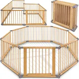 KIDUKU Kiduku® 7,2 Meter Laufgitter grau XXL klappbar inkl. Tür, bestehend aus 8 Elementen, individuell formbar Laufstall Absperrgitter