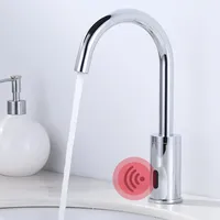 iVIGA Wasserhahn Sensor, Badarmatur Infrarot Sensor für Badezimmer Wasserhahn Bad Automatisch mit Steuerkasten Temperatur Mischer, Chrom
