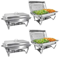 EVGTTI Chafing Dish Profi Set Grenoble, Edelstahl Warmhaltebehälter Speisewärmer, Wärmebehälter, Chafing Dishes, Speisenwärmer, für Catering, Buffet und Party (4 x Chafing Dish Profi Set)