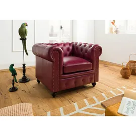Massivmoebel24 Sessel Chesterfield Leder 105 x 75 x 82 cm Rot