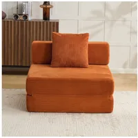 Vankel Loungebett Sofas Wohnzimmer, Sessel mit Schlaffunktion aus Cord faltbar, 1-Sitzer Schlafsessel, platzsparend, bequem und ohne Montage