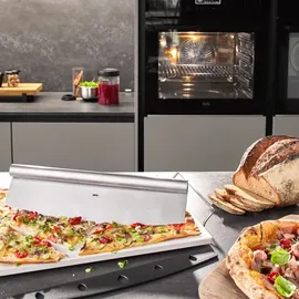 GEFU Pizzastein eckig 38 x 30 cm Edelstahl - Keramik weiß