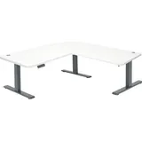 MCW Eck-Schreibtisch MCW-D40, Computertisch elektrisch höhenverstellbar 178x178cm 84kg MVG ~ weiß, anthrazit-grau