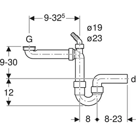 Geberit Rohrbogengeruchsverschluss Siphon 1 1/2" x 50 mm weiß