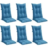 vidaXL Hochlehner-Auflagen 6 Stk. Melange Blau 120x50x7 cm Stoff