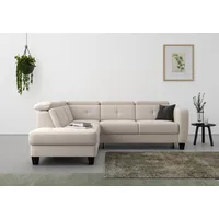 sit&more Ecksofa »Belluci L-Form«, inklusive Federkern, wahlweise mit Bettfunktion und Bettkasten, grau