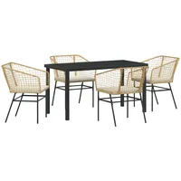 vidaXL Garten Essgruppe 5 pcs Braun Poly-Rattan