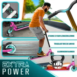 Kesser KESSER® Stunt Scooter X-Limit-Pro 360° Lenkung Funscooter Stuntscooter mit Ständer ABEC 9 Kugellagern, 110 mm PolyurethanRäder , Kickscooter Tretroller Cityroller Trick Roller für Kinder Erwachsene