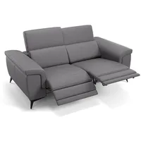 Sofanella 2-Sitzer Leder AMARO, Relaxsofa, Designsofa, Designer Couch, Italienisches Sofa, 2er Sofa grau