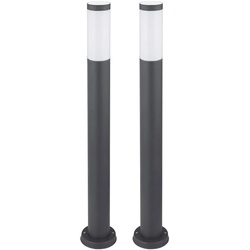 2er Set Edelstahl Stand Lampe dimmbar App Sprachsteuerung Außen Garten Leuchte im Set inkl. RGB LED Leuchtmittel