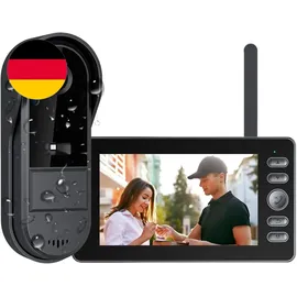 TKMARS Türklingel Kamera mit Monitor für Wohnung & Haus, 4,3 Zoll Display, Monitor Aktivierbar, 1080P Funk Video Türsprechanlage, Nachtsicht, 170° Weitwinkel, 2-Wege-Audio, Wasserdicht, ohne WLAN und App