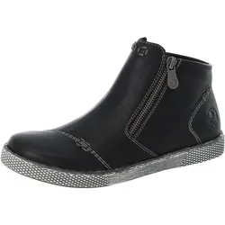 Schlupfboots RIEKER, Damen, Gr. 38, schwarz, Lederimitat, unifarben, sportlich, Schuhe, Stiefelette, Schlupfboots mit Reißverschluss