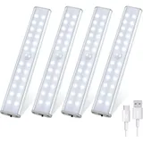 4-teiliges Led-schrankleuchten-set Mit 96 Leds, Bewegungsmelder-led-leuchte Mit 3 Beleuchtungsmodi, Wiederaufladbare Led-leuchte, Kabellose Led-küchenleiste, Nachtlicht Für Schränke/flure/garage
