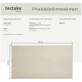 Tectake Kurzflorteppich Soft Zone - 60 x 110 cm beige
