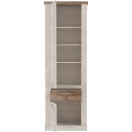 Forte Mehrzweckschrank "Duro", weiß (pinie weiß, eiche antik), B:71,2cm H:212cm T:41,3cm, Dekorfolie, FSC-zertifizierter Holzwerkstoff, Schränke, Mehrzweckschrank, Höhe 212 cm, Bücherregal mit Türen und Schublade, im Landhausstil