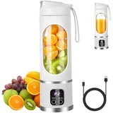 LOMUG Tragbarer Mixer Smoothie Maker To Go, 450 ml Mini Standmixer, Portable Blender, für Smoothies, Ice Crush, auslaufsicherer Deckel und Trinkschnabel, Wiederaufladbar für Sport Reisen Outdoor(Weiß)