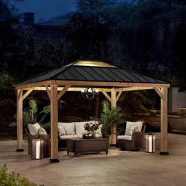 Sunjoy Zedernholz Gazebo BRURI & 336cm x 394cm, anthrazit
