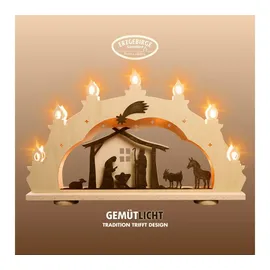 Weigla LED Schwibbogen/Lichterbogen Christi Geburt Rustikal 7 flammig Erzgebirge garantiert
