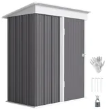 ComfortXL Gartenschuppen, Grau, Metall, 95x181x161 cm, Aufbewahrung & Schutzhüllen, Geräteschuppen