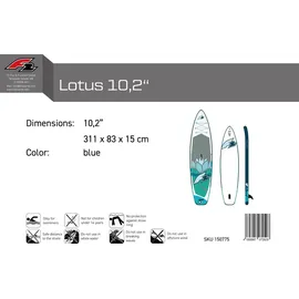 F2 SUP Board Stand Up Paddle Board Lotus 311 x 10,2 cm Blau