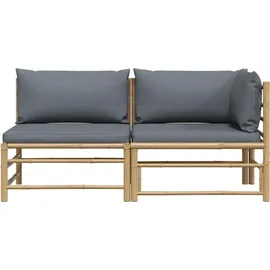 vidaXL Garten-Lounge-Set 2-tlg. dunkelgrau Bambus
