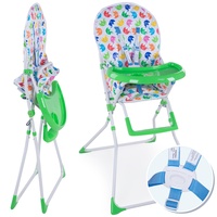 FROGGY Kinderhochstuhl klappbar Mika - kompakter Babystuhl, mit 5-Punkt Sicherheitsgurt, wasserdichte Sitzauflage, Tablett und Becherhalter, bis 4 Jahre, Grün