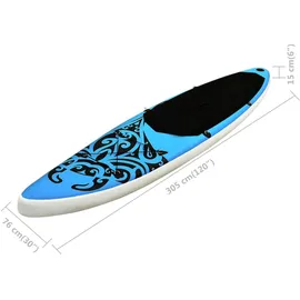 vidaXL Aufblasbares Stand Up Paddle Board Set 305x76x15 cm Blau