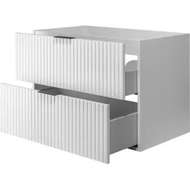 Rodan | Waschbeckunterschrank 80cm | Weiß matt | B/H/T 80/57/46cm | 2 Softclose-Schubladen | Badezimmerschränke, Badmöbel, Waschbecken Unterschr... - Weiß