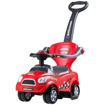 Costway Rutscherauto 3 in 1 Schiebeauto, mit Schiebgriff & Stauraum rot