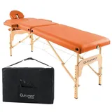 quirumed Easy Klappmassagetisch aus Holz, Farbe Orange, 186 x 66 cm, Massagetisch, Physiotherapie-Massage, Kunstleder, Gelenkkopf, höhenverstellbar, 2 Abschnitte