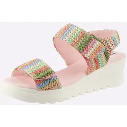 Keilsandalette HEINE, Damen, Gr. 42, bunt (rosé, bunt), modisch, Schuhe