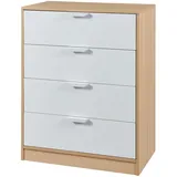 [en.casa] Kommode Varkaus 90 x 70 x 40 cm Eichenoptik / Weiß