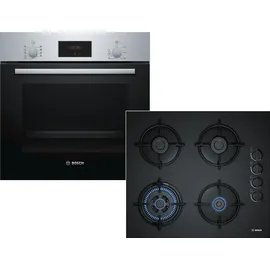 Bosch Backofen HBF114ESO mit Gas-Kochfeld POH6B6B10