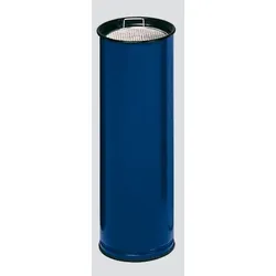 PROREGAL Klassischer runder Ascher mit Sieb, optimal für alle Raucherzonen | HxBxT 66x23x23cm | Verzinkter Stahl | Blau | Ascher Aschenbecher