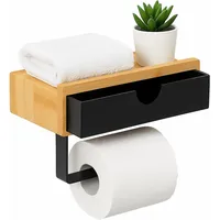 Relaxdays Toilettenpapierhalter mit Ablage für Handy, Schlüssel, Klopapierhalter aus