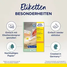 Avery Zweckform Universaletiketten L4737REV-10 Weiß 63,5 x 29,6 mm 10 Blatt