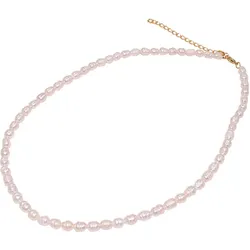 Perlenkette FIRETTI "Schmuck Geschenk Messing Halsschmuck Halskette" Gr. 53, gold (gelbgoldfarben, weiß), Halsketten, Damen, 53, Messing-Perlen, B: 5mm, Messing, Perlen, Made in Germany - mit Süßwasserzuchtperle, B:5mm