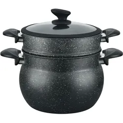 3 tlg Kuskus Topf 8L Dampfgarer COUSCOUS Ø24cm Dampfkocher Gemüse Steamer Induktion Mantykocher