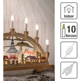 Hellum 875515 Schwibbogen Dorf Bernstein Glühlampe Holz