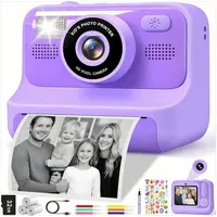 POPOLIC 1080P Kinderkamera - Selfie Digitalkamera Kinder mit 32GB Sofortbildkamera (inkl. Lila, Geburtstagsgeschenk Spielzeug ab 3-11 Jahre Mädchen Jungen) lila