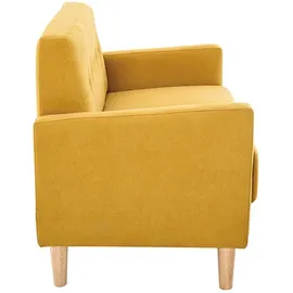 miliboo Skandinavisches Sofa 2-Sitzer mit Samteffekt in Senfgelb Moon
