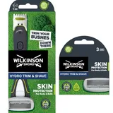 Wilkinson Sword Hydro Trim & Shave Rasierer für Männer, Rasierer +1 Rasierklinge, Rasierer und Trimmer mit 3 Stufen