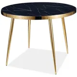 Feldmann-Wohnen Esstisch, Schwarz, Gold, Holz, Rund,Rund, 100x75x100 cm, Esszimmer, Tische, Esstische