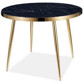 Feldmann-Wohnen Esstisch, Schwarz, Gold, Holz, Rund,Rund, 100x75x100 cm, Esszimmer, Tische, Esstische