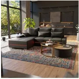 Juskys Sofa Davos Links - Bequemes Ecksofa mit Schlaffunktion Bettkasten, Samt & LEDs - Dunkelgrau